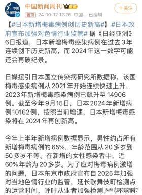 日本新增梅毒病例創(chuàng)歷史新高，日本政府宣布加強(qiáng)對(duì)色情行業(yè)監(jiān)管！